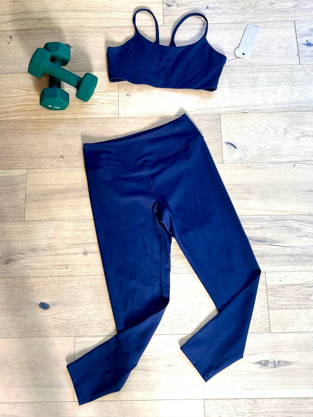 Harmony & Balance Soft Navy 2 Piece Workout Set Leggings and Top NWT a